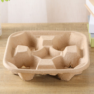 Portavasos Desechable de Fibra de Pulpa para Café, Té y Bebidas Calientes, Bandeja Portavasos de Papel para Llevar, para 2/4 Vasos - Product Image 2