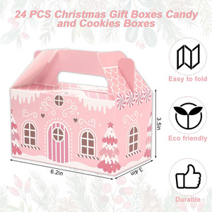 Hồng Giáng Sinh Điều Trị Nhà Hình Dạng Hộp <span class=keywords><strong>Gable</strong></span> Với Xử Lý Kẹo Túi Xmas Quà Tặng Giấy Container Đảng Ủng hộ Tùy Chỉnh Hộp Quà Tặng - Product Image 2