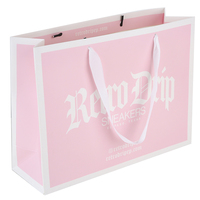 Sac personnalisé petit pain rose réutilisable Logo emballage Mini vêtements d'affaires imprimé luxe avec merci sac en papier de luxe au détail