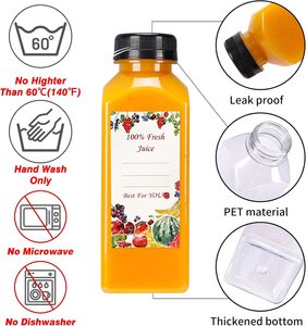 Meilleures ventes : Bouteille en plastique personnalisée 500 ml, bouteille de boisson, bouchons, bouteille en plastique transparente carrée type Boston - Product Image 2