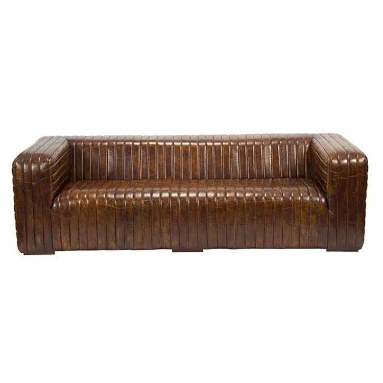 Big Seating American style Antique Leather Living Room Sofa