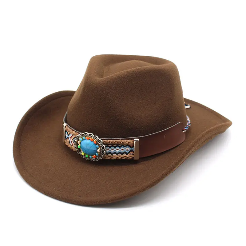 Atacado Chapéu De Cowboy Rosa Com Borda De Pena Branca Trajes Estilo Ocidental Festa Rosa Cowgirl Coroa Feltro Chapéu Do Partido