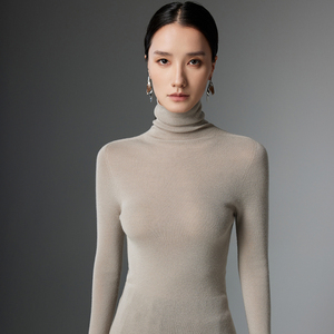 Suéter <span class=keywords><strong>interior</strong></span> de <span class=keywords><strong>lana</strong></span> peinada de <span class=keywords><strong>Merino</strong></span> 100% para <span class=keywords><strong>mujer</strong></span>, jersey de <span class=keywords><strong>lana</strong></span> peinada de cuello alto tejido de una pieza - Product Image 1