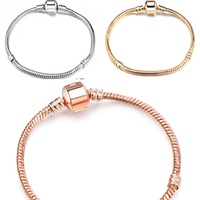Chaîne serpent italienne lisse et ronde de 3 mm en or et argent pour bracelets à breloques, accessoires de bijouterie DIY en gros
