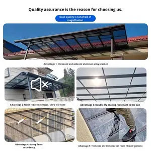 عريشة خارجية من سبائك الألومنيوم للمنزل مانعة للمطر مظلة للشرفة والفناء والحديقة برأس باب - Product Image 3