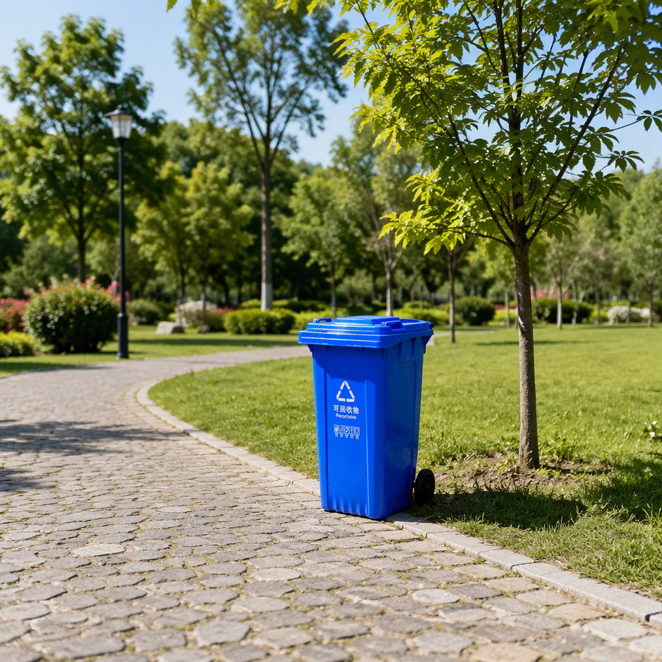 Weatherproof Plastic Wheeled Waste Bin Rectangular Rubbish Container ...