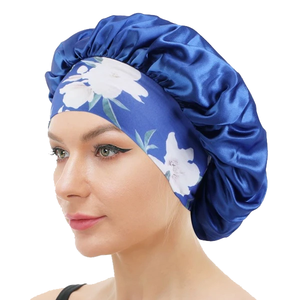 Luxury Satin Floral Wide Band Hair <b>Wraps</b> & Bonnets-Soft Adjustable Multi-Function Women's Bonnets for Sports & Travel - Product Image 2
