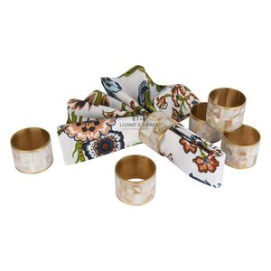 Anneaux de serviette en nacre en gros — Incrustation de coquillages faite à la main avec bordure en laiton |   Accessoires de table de luxe et OEM - Product Image 4