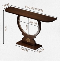 Table console semi-circulaire traditionnelle en bambou avec rangement pour salon et hôtel, décoration murale pour couloir lumineux
