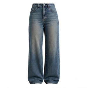 Mid Waist Straight Leg Breathable Woven Stonewashed Denim <b>Jeans</b> Cotton Loose Fit Vintage <b>Men's</b> Lightweight High Summer Winter - Product Image 1