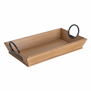 Plateau en bois avec poignée en métal Restaurant et approvisionnement en hôtel sûr bien meublé Plateau en bois élégant de qualité pour servir dans les fêtes - Product Image 1