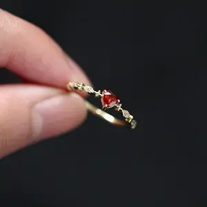 Ainbowking-anillo de oro blanco y oro amarillo de 14K y rubí, joyería fina y elegante, 925