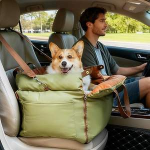 Cama para Mascotas de Cuero PU Premium para Asiento de Coche, Transportín de Viaje para Mascotas Extraíble y Lavable con Hebilla de Seguridad, Resistente al Desgaste y Fácil de Limpiar - Product Image 1