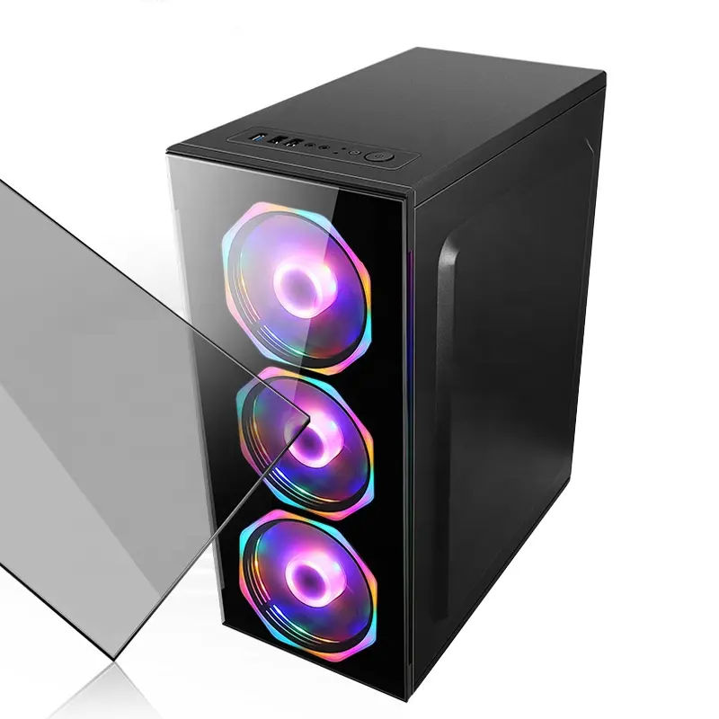 Ready To Ship Tempered Glass Computer Towers Gaming Pc Case Desktop Gamer Use