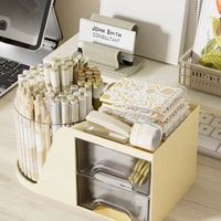 Caja de almacenamiento de maquillaje de escritorio moderna Contenedor de Cepillo giratorio de plástico con estante de almacenamiento multifuncional de técnicas de inyección
