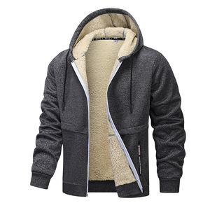 Giacca Invernale Casual da <span class=keywords><strong>Uomo</strong></span> all'Ingrosso, Trendy Cardigan in Velluto Spesso con <span class=keywords><strong>Cappuccio</strong></span>, Alta Qualità, Tinta Unita - Product Image 2