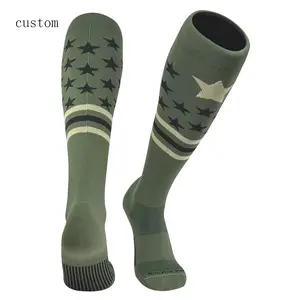 Socks Patriot Green Knee-High Long Logo Print Designer Cotton Custom Moisture Wicking Socks