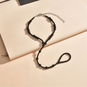 Chaîne de cheville en alliage plaqué or 18 carats avec motif cœur, pour femme et <span class=keywords><strong>homme</strong></span>, chaîne de <span class=keywords><strong>pied</strong></span> perlée noire pour mariage et anniversaire - Product Image 3