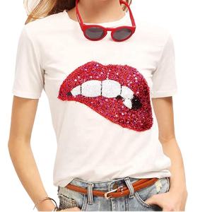 <span class=keywords><strong>Camiseta</strong></span> <span class=keywords><strong>de</strong></span> cuello <span class=keywords><strong>de</strong></span> <span class=keywords><strong>mujer</strong></span> personalizada <span class=keywords><strong>de</strong></span> alta calidad Y2K transpirable Spandex algodón diamantes remaches gran oferta moda brillante lentejuelas <span class=keywords><strong>boca</strong></span> - Product Image 3