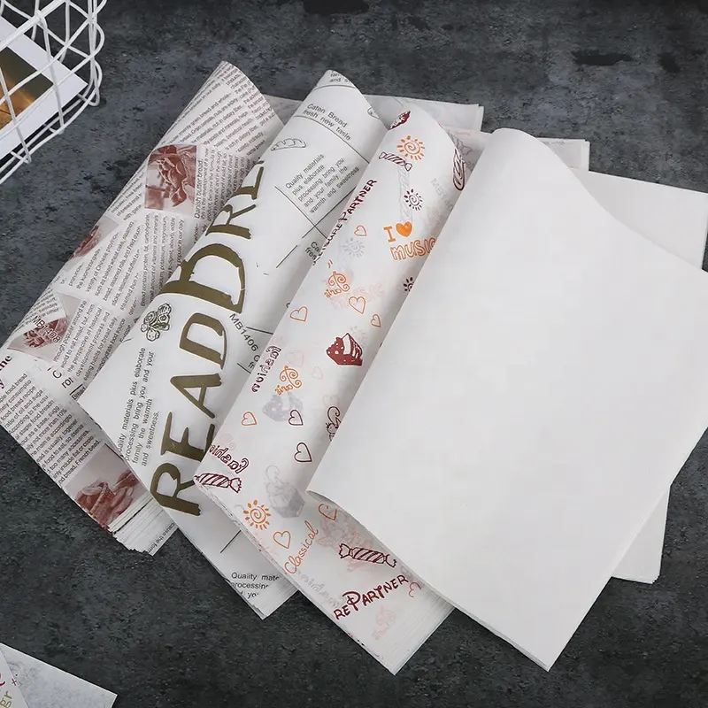 Custom Printed Logo Size Wrap For Food Butcher Baking Wax Paper Burger Greaseproof Deli Meat Wrapping PE Coated Sandwich Paper