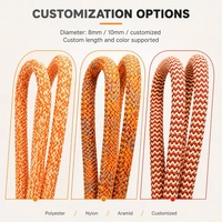Cordon Prusik en polyester 10 mm œil-à-œil, résistant à la chaleur, pour l'escalade d'arbres et le sauvetage
