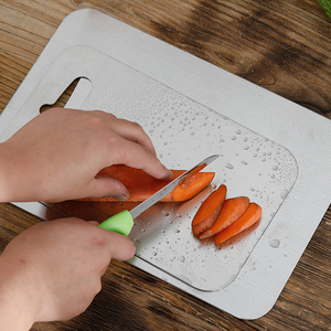 OEM Bloc à découper personnalisé de qualité alimentaire en acier inoxydable et métal pour la cuisine Planche à découper en titane pour <span class=keywords><strong>viande</strong></span>, fruits et légumes - Product Image 6