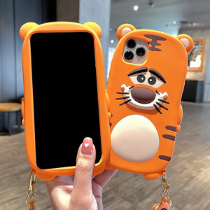 Funda de Silicona 3D Personalizable con Dibujo Animado de Tigre, Gruesa y Resistente a Impactos, con Colgante para <span class=keywords><strong>iPhone</strong></span>, Directo de Fábrica - Product Image 4