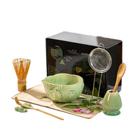 Kit de Matcha japonais moderne professionnel ensemble de boîte-cadeau portable de luxe 7 pièces avec bol Chawan en céramique nouveau fouet pour café et thé