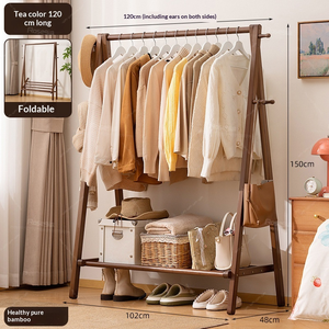 <span class=keywords><strong>Porte</strong></span>-<span class=keywords><strong>manteau</strong></span> sur pied multifonctionnel Rosegia en bambou, style moderne, idéal pour la location, la chambre et le rangement domestique - Product Image 4