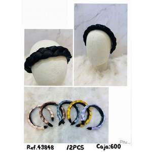 Pitu Braided <b>Headband</b> Black 12Pcs Women Fashion Casual <b>Fabric</b> Solid Color High Quality Carton Packaging - Product Image 3