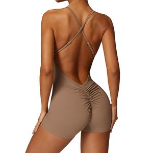 Tuta da Yoga per Donna Morbida ed Elastica ad Asciugatura Rapida Comoda e Regolabile con Retro Arricciato Body e Tuta Sportiva - Product Image 1