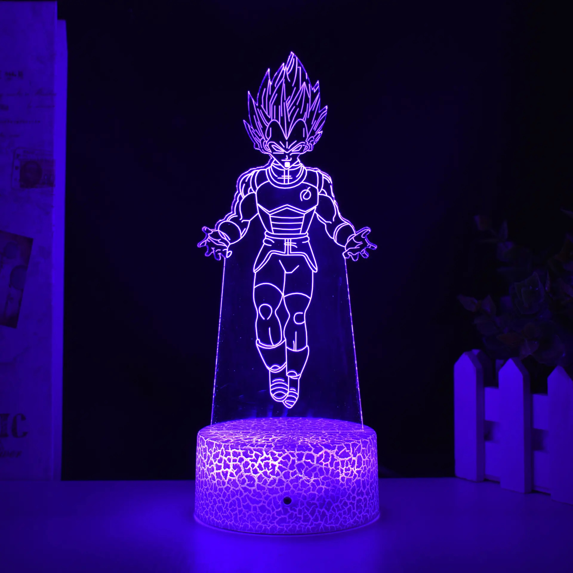 Dragon Ball Z Super Saiyan God Goku tokoh aksi 7 warna berubah 3D lampu meja lampu malam untuk anak laki-laki hadiah anak-anak