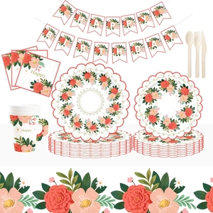 ชุดอุปกรณ์จัดงานเลี้ยงธีมดอกไม้ DAMAI สำหรับงานแต่งงาน วันเกิดเด็กผู้หญิง วันวาเลนไทน์ งานเลี้ยงน้ำชา จานกระดาษ แก้วกระดาษ ผ้าเช็ดปากแบบใช้แล้วทิ้ง อุปกรณ์บนโต๊ะอาหารสำหรับงานปาร์ตี้ - Product Image 3