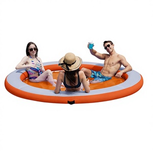 Water Lounger Circular Mesh Floating Dock 4 in 1 Inflatable <b>Hammock</b> With Safety Ropes 500kg Capacity for 5-10 Passengers Inflata - Product Image 1