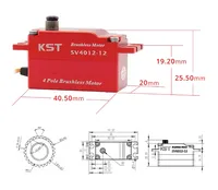 Servomoteur métallique sans balais KST SV4012-12 42.0Kgf.cm 0.10sec/60 à profil bas 4 pôles pour voitures RC et ailes fixes, boîtier en alliage d'aluminium