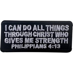 Je peux faire toutes les choses dans le Seigneur qui m'illumine et me renforce, patch 3, broderie thermocollante pour sacs - Product Image 1
