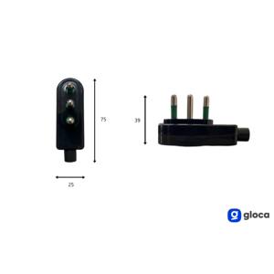 Gloca Paquete de 5 Enchufes Eléctricos Planos 16A Negros Estándar Italiano 250V CA con Conexión a Tierra de Plástico - Product Image 2