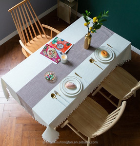 <strong>Tablecloths</strong> for Rectangle Table, Cotton Linen Table Cloth Waterproof <strong>Tablecloth</strong> Wrinkle Free Farmhouse, Soft Fabric with Tassels - Product Image 6