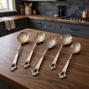 Elegantes Servidores de Ensalada en Tono Plateado, Juego de Cuchara y Tenedor de Metal para Mesa de Comedor, Vajilla para el Hogar, Cocina y Suministros para Restaurantes - Product Image 2