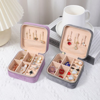 Boîte à bijoux de voyage en velours de luxe personnalisée avec logo, mini-étui portable à fermeture éclair pour organiser les bijoux, boîte d'emballage pour femmes