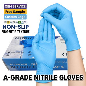 Gants d'examen en nitrile bleus, 100 pièces, prix bas, boîte, gants dentaires synthétiques en nitrile en vrac - Product Image 1
