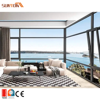 Fenêtre en baie et arc coulissante à cadre en aluminium de grande taille pour l'extérieur personnalisée fenêtre d'angle fixe en verre en aluminium moderne