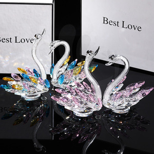 <b>Crystal</b> Swan Figurine <b>Set</b> Colorful Glass Decor Wedding Gift Home Decoration - Product Image 1