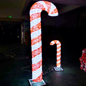 Instalación de Luces Navideñas con Forma de Bastón de Caramelo Personalizado para Decoración de Ventanas de Centros Comerciales, Diseño de Área Fotográfica - Product Image 1