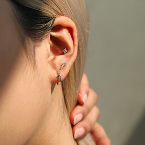 Exquisite D Color Moissanite Ear Studs S925 Sterling Silver Rhodium Plated Basic Short <b>Stick</b> Claw Setting Trendy Women Fine - Product Image 2