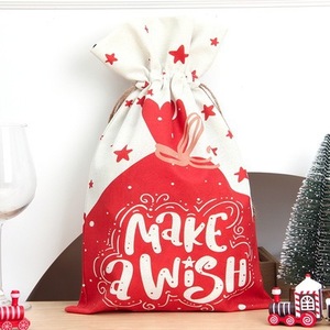 Sacs cadeaux de Noël en jute avec cordon de serrage et gnomes, sacs écologiques pour bonbons et friandises de fête - Product Image 3