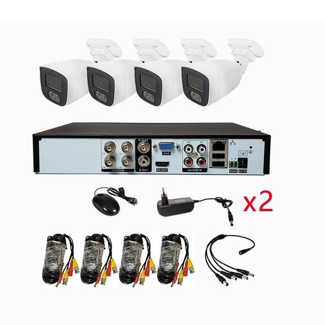 2MP 5MP 8MP 4Channel DVR Kit Analog TVI CVI CVBS Hybrid Coaxial Security Camera System Compatible HIK DVR XVR Face Detection