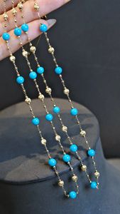 Collier en or jaune 18 carats Xinfly avec turquoise naturelle américaine, chaîne de bijoux fins, vente en gros, idée cadeau parfaite - Product Image 4