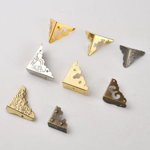 Triangle Bracket Metal <b>Corner</b> <b>Protectors</b> Retro Hollow Design For Wooden Box Edging Decoration Right Angle Pattern Hardware - Product Image 1