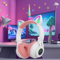 YUSONIC mignon enfants sur l'oreille casque rose brillant LED étanche sans fil licorne bandeau ROHS certifié pour noël
